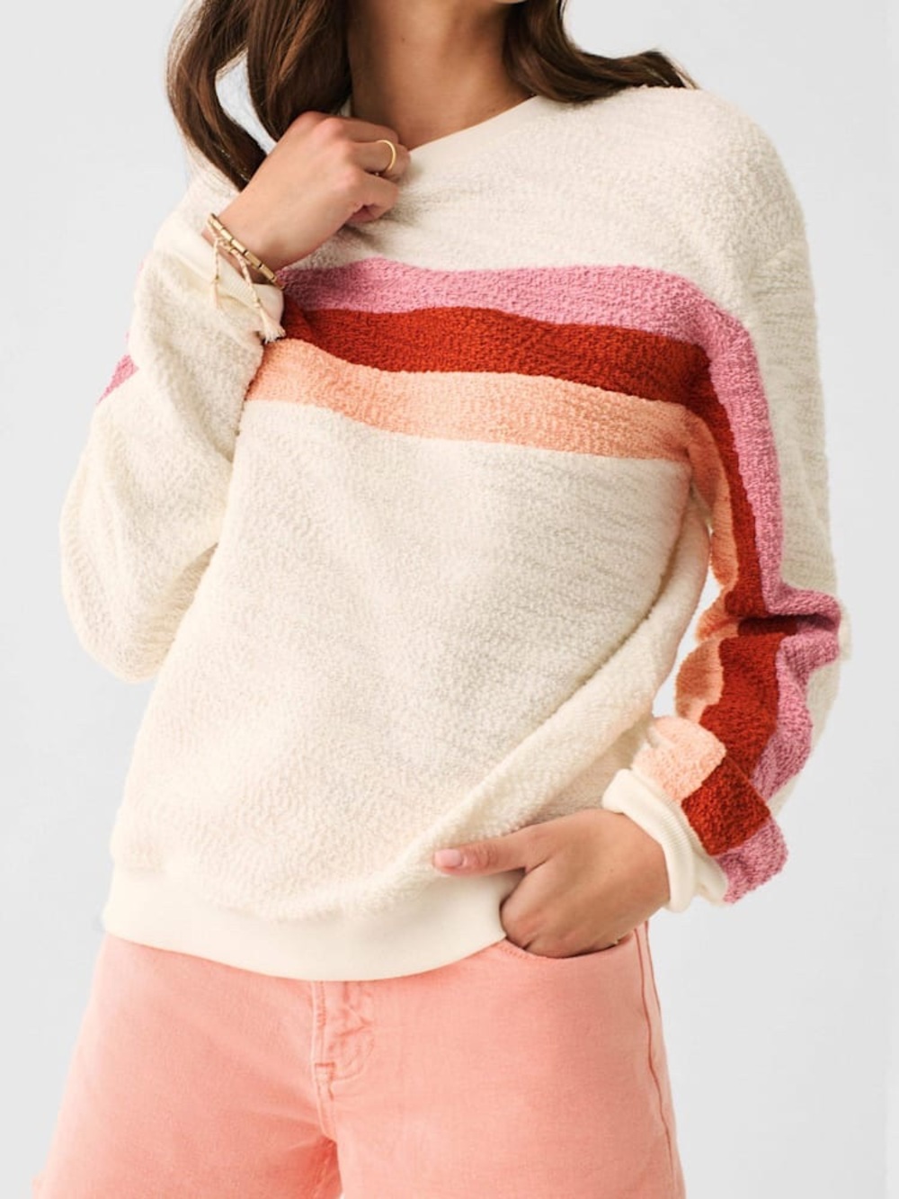 Faherty Vista Striped Pullover in Loop Terry